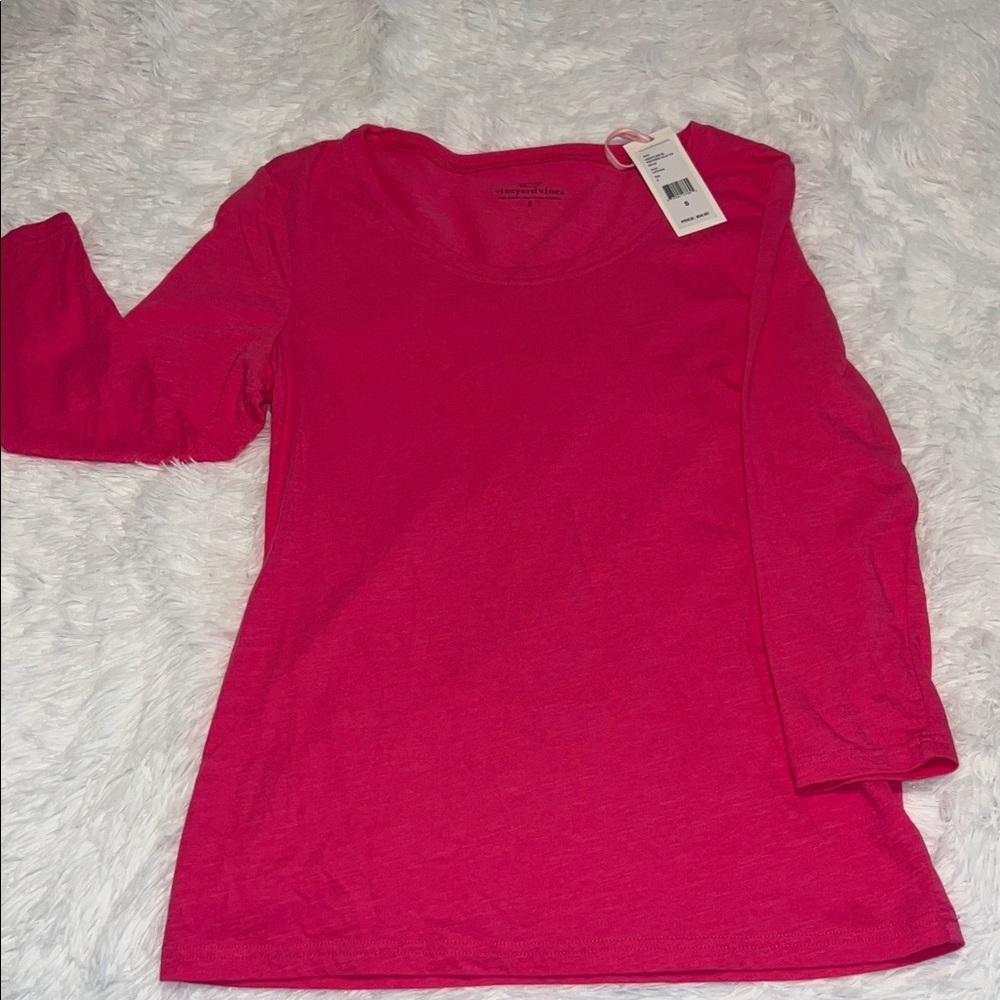 Vineyard Vines Pink 3/4 Sleeve Top Small